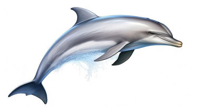 Captivating image of dolphin leaping out of water. Perfect for nature enthusiasts and ocean-themed designs.