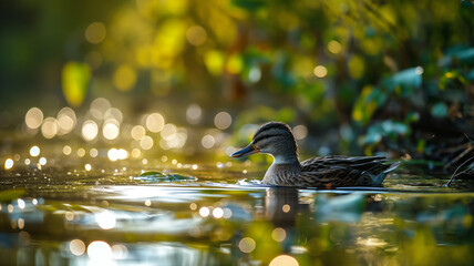 Cute duck on the lake. - Powered by Adobe