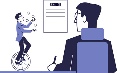 The applicant undergoes an interview. Illustration of HR work.