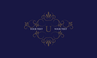 Elegant icon for boutique, restaurant, cafe, hotel, jewelry and fashion with the letter U in the center.