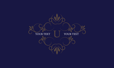 Elegant icon for boutique, restaurant, cafe, hotel, jewelry and fashion with the letter U in the center.