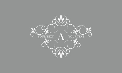 Calligraphic monogram with letter A in the center. Luxury logo for sign, restaurant, boutique, cafe, hotel, heraldry, jewelry, fashion