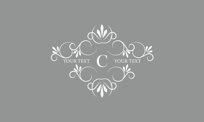Calligraphic monogram with letter C in the center. Luxury logo for sign, restaurant, boutique, cafe, hotel, heraldry, jewelry, fashion