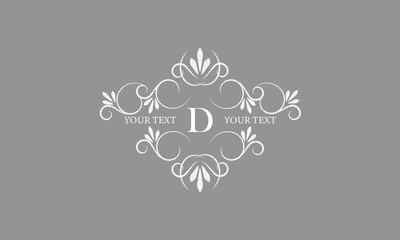 Calligraphic monogram with letter D in the center. Luxury logo for sign, restaurant, boutique, cafe, hotel, heraldry, jewelry, fashion