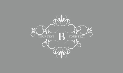 Calligraphic monogram with letter B in the center. Luxury logo for sign, restaurant, boutique, cafe, hotel, heraldry, jewelry, fashion