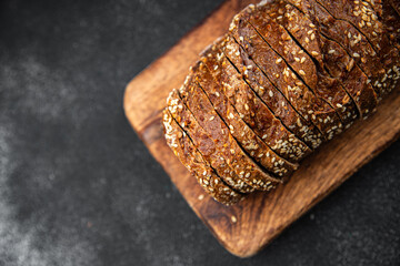 Rye bread sunflower seed slices fresh baked goods food healthy eating fresh cooking appetizer meal...