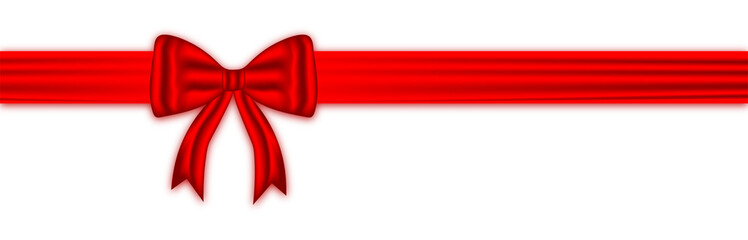 Red bow and silk luxury elements with horizontal and Vertical cross ribbon festive decor for...
