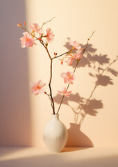 A White Vase with Pink Flowers
