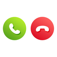 Telephone buttons icons accept and hang up call 
