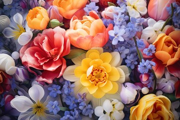 Background of colorful spring flowers