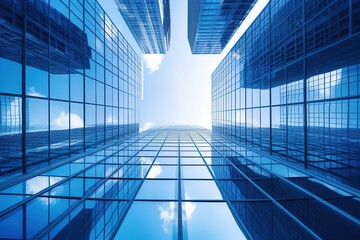 Fototapeta na wymiar modern glass office building in sky