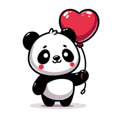 panda with heart
