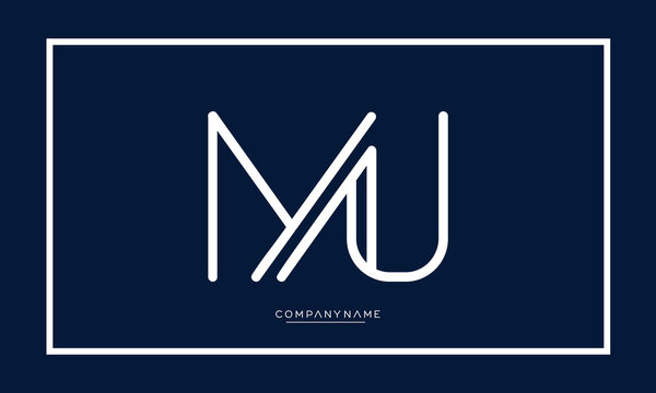 Alphabet letters MU or UM abstract logo monogram