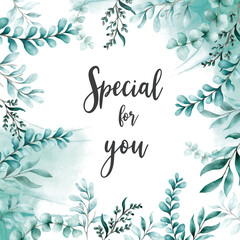 Greenery leaf watercolor design for background 