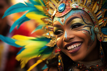 happy smiling woman on carnival