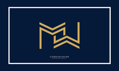 MW or WM Alphabet letters abstract logo