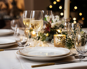 Festive table setting. Ai generated.