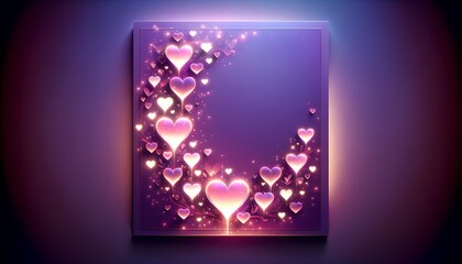 valentines day abstract background with glowing hearts, generative AI