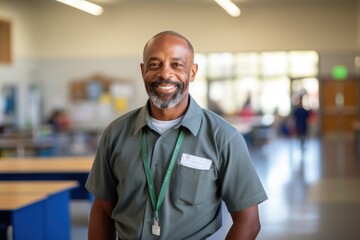 Obraz premium Portrait of a school janitor in high school