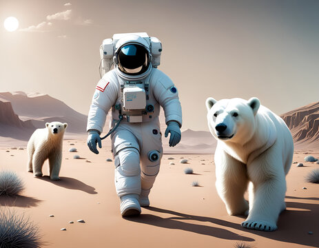 polar bear and astronaut