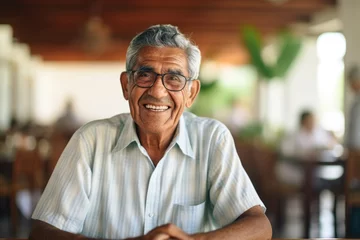 Fotobehang Portrait of a smiling senior man in nursing home © CojanAI
