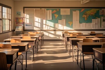 Interior of a empty classroom in elementary school