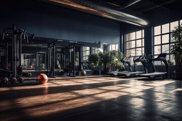 Interior of modern empty gym