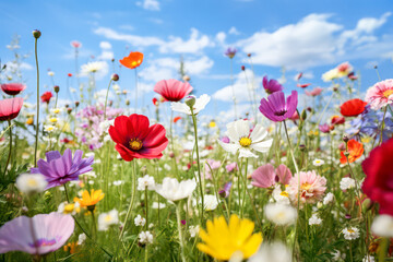 Colorful field of spring flowers