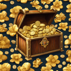 treasure chest with gold coins