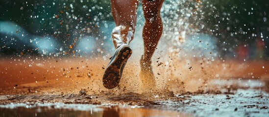 Running on wet sand in track and field athletics.
