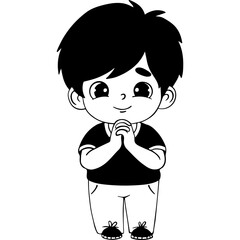 Cute praying boy