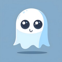 A small ghost with big eyes transparent. In the style of children's fairy tales. 
