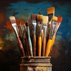 Fototapeta premium Brushes, oil paints basic collors