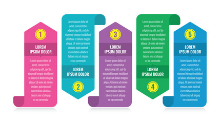 ribbon, paper, ribbon infographic template. presentation, catalog, annual report, business, web information template. infographic template with five options arrow and curly