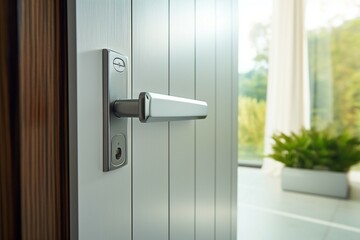 Modern white door interior enhanced by a sleek door handle