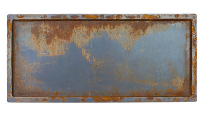 Metal plate with a rusted surface - isolated on transparent background