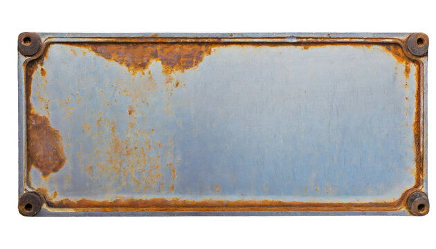 Metal plate with a rusted surface - isolated on transparent background