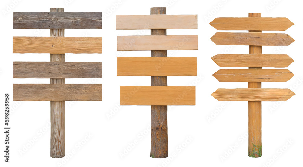 Wall mural wooden signs - isolated on transparent background