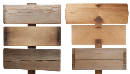 wooden signs - isolated on transparent background