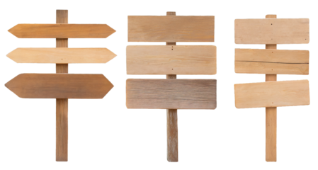 wooden signs - isolated on transparent background