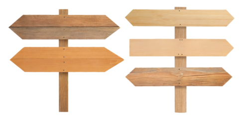 wooden signs - isolated on transparent background