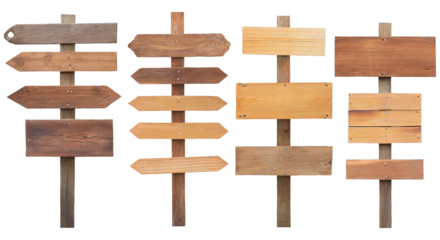 wooden signs - isolated on transparent background