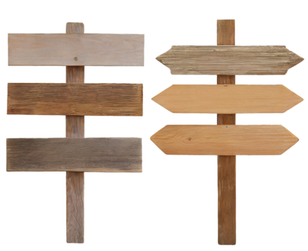 wooden signs - isolated on transparent background