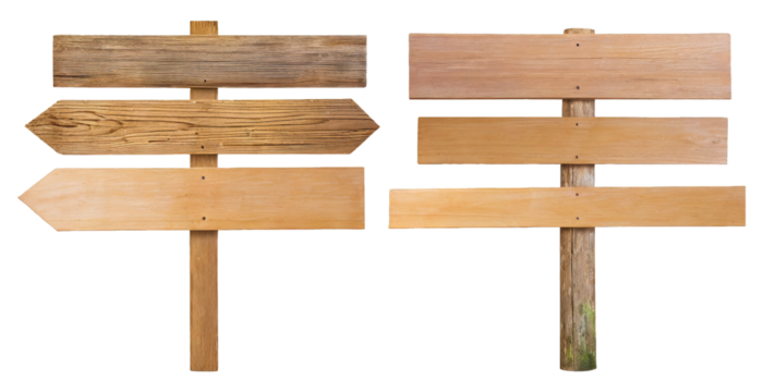 wooden signs - isolated on transparent background