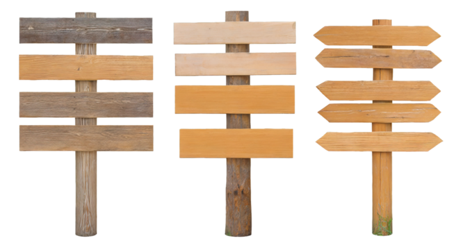 wooden signs - isolated on transparent background