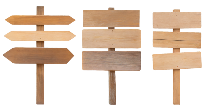 wooden signs - isolated on transparent background