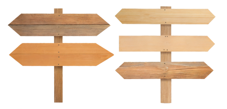 wooden signs - isolated on transparent background