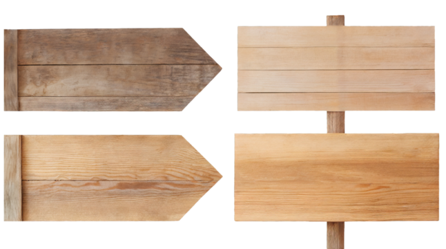 wooden signs - isolated on transparent background