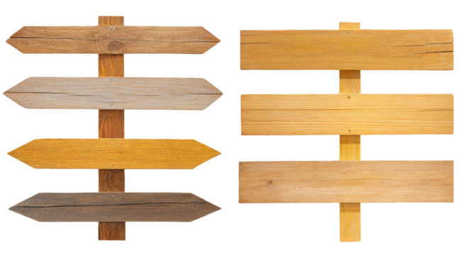 wooden signs - isolated on transparent background
