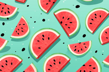 Watermelon summertime pattern background illustration, hand drawn style for print or web design